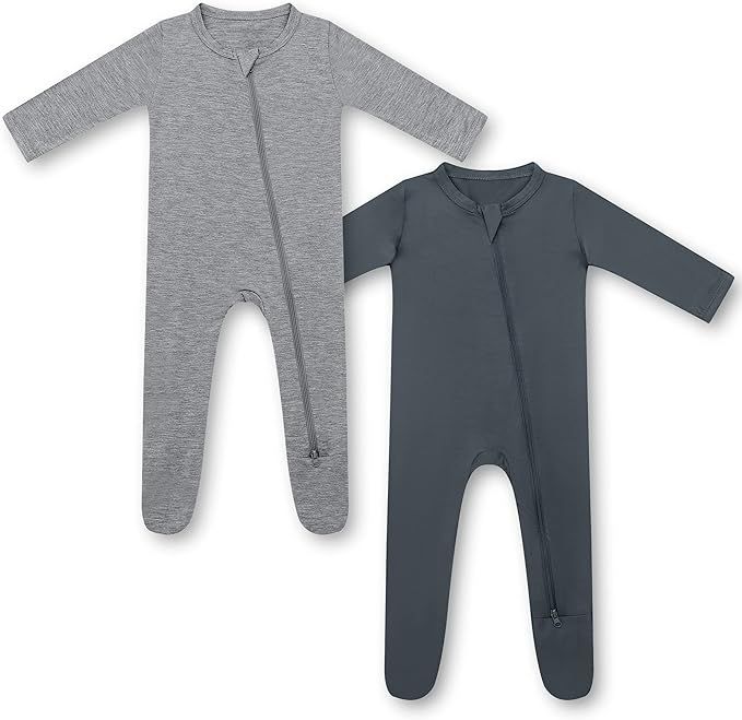 HAPIU Rayon from Bamboo Baby Footed Pajamas, 2 Way Zipper YKK, Footie for Baby Boy Girls, Newborn... | Amazon (US)