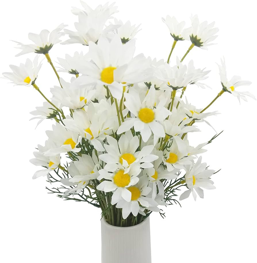 Guagb 12 Pcs Artificial Silk Daisy Fake Flowers Faux Gerber Daisies Bouquet Arrangements for Home... | Amazon (US)