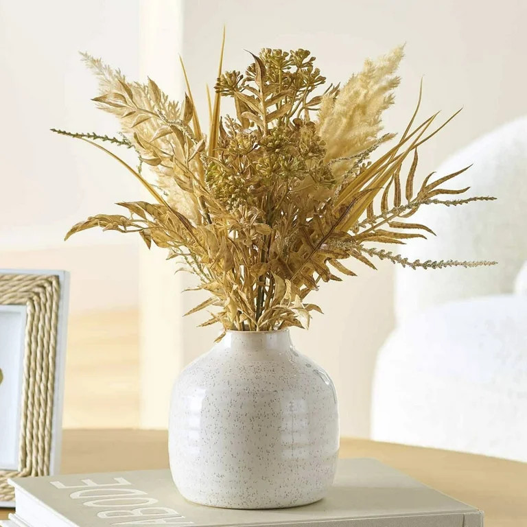 Better Homes & Gardens 12" Artificial Dried Mixed Floral Arrangement in Ceramic Vase for Tabletop... | Walmart (US)