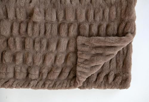 Minky Couture Hugs Blanket - Extra Plush Blanket for Premium Gifting - Stretchy Bubbled Cozy Throw - Silky Smooth - Durable & Machine-Washable - Travel-Friendly - Adult, Milk Chocolate | Amazon (US)