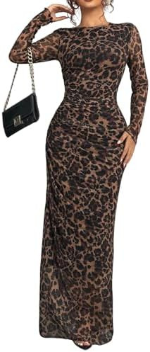 Women's Tie Dye Long Sleeve Maxi Dress Bodycon Ruched Night Out Formal Cocktail Long Dress for We... | Amazon (US)