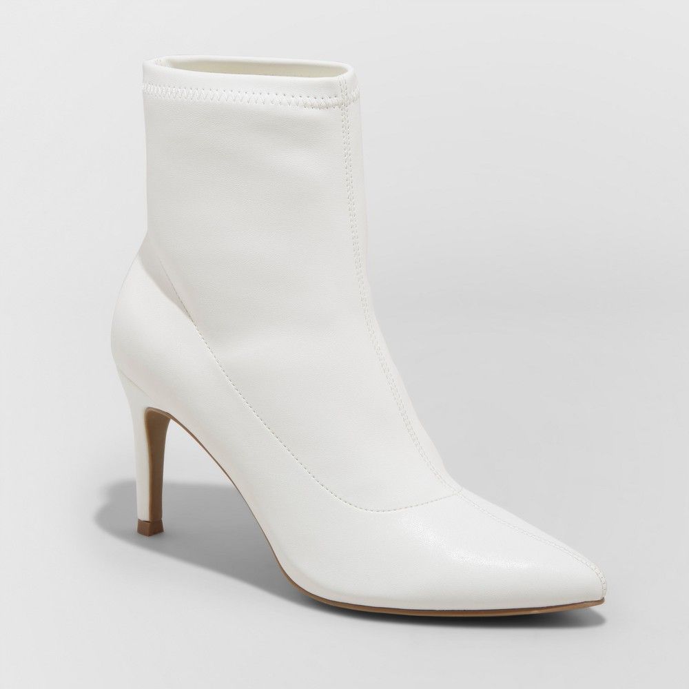 Women's Cady Stiletto Sock Booties - A New Day White 11 | Target