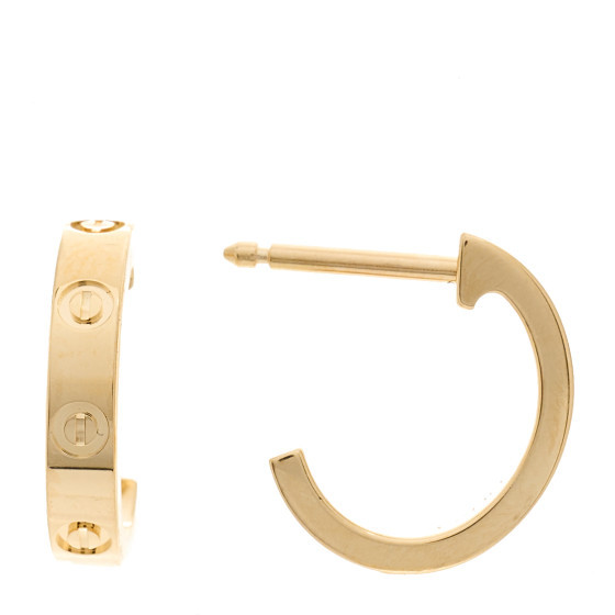 18K Yellow Gold Small LOVE Hoop Earrings | FASHIONPHILE (US)