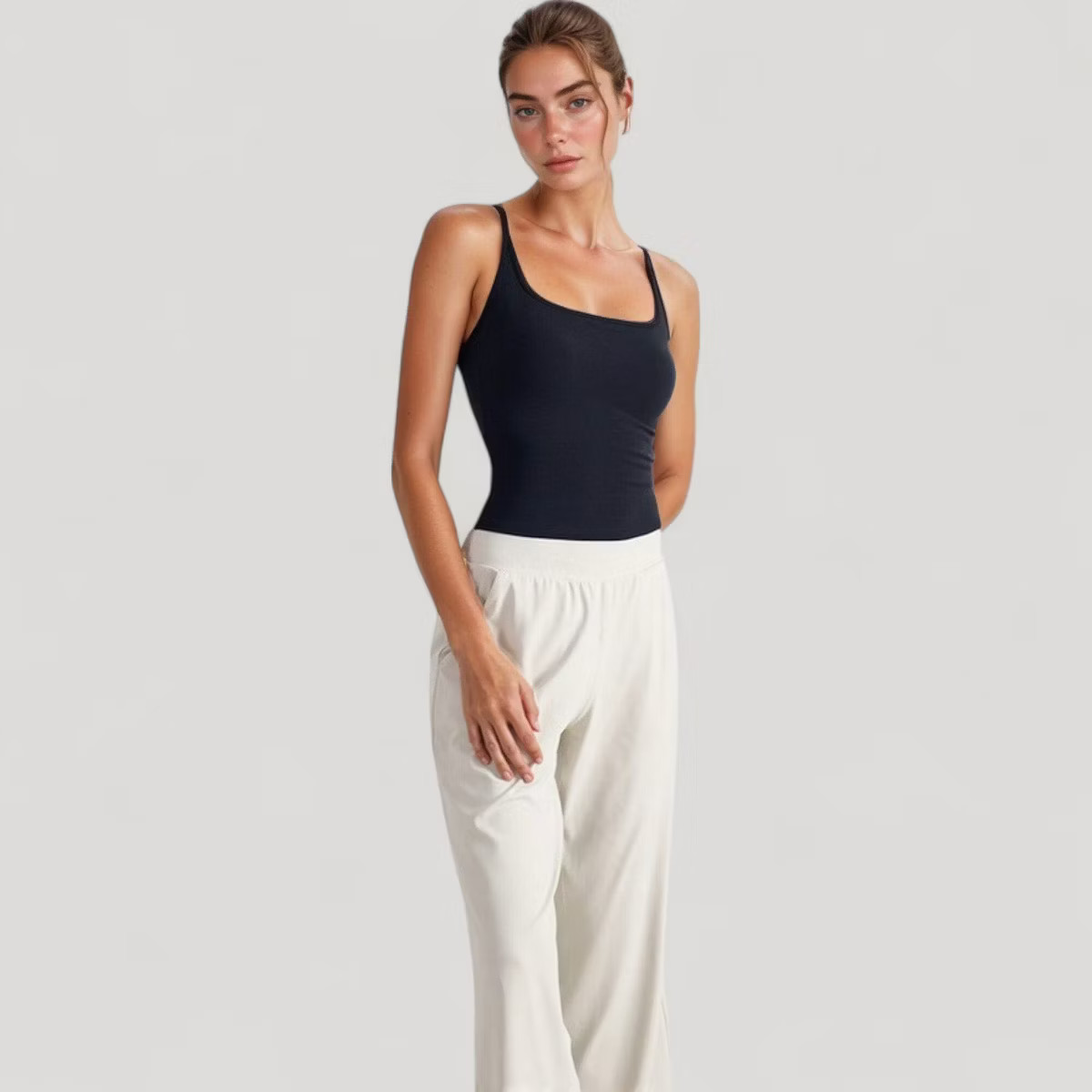 Anna-Kaci Active Women's Fitted Square Neck Tank Top with Built-In Bra and Racerback Design for A... | Target