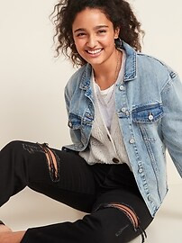 Extra High-Waisted Sky-Hi Straight Hidden Button-Fly Rigid Black Jeans for Women | Old Navy (US)