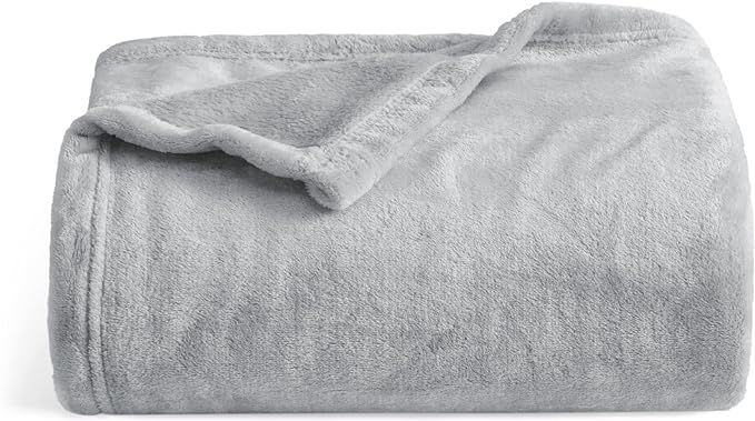Bedsure Fleece Blanket Throw Blanket - Light Grey Lightweight Blankets for Sofa, Couch, Bed, Camp... | Amazon (US)