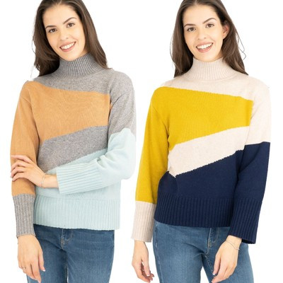 M&S Womens Jumper Wool Knit Turtle Neck Mid Weight Beige Yellow Grey Pink Soft  | eBay | eBay UK