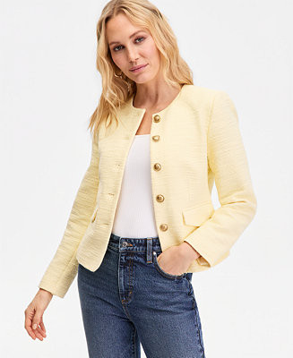 Women's Collarless Cotton Tweed Jacket, Macy's Exclusive | Macy's