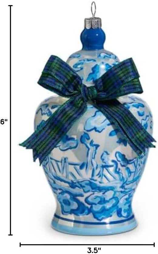 Raz Imports Ginger Jar with Black Watch Bow Hanging Ornament, 6-inch Height, Christmas Holiday Decor | Amazon (US)