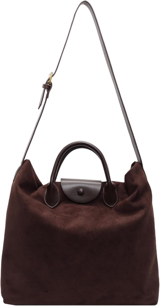 Suede Bags For Women Brown Suede Handbag Purse Large Suede Slouchy Crossbody Tote Hobo Bag | Amazon (US)