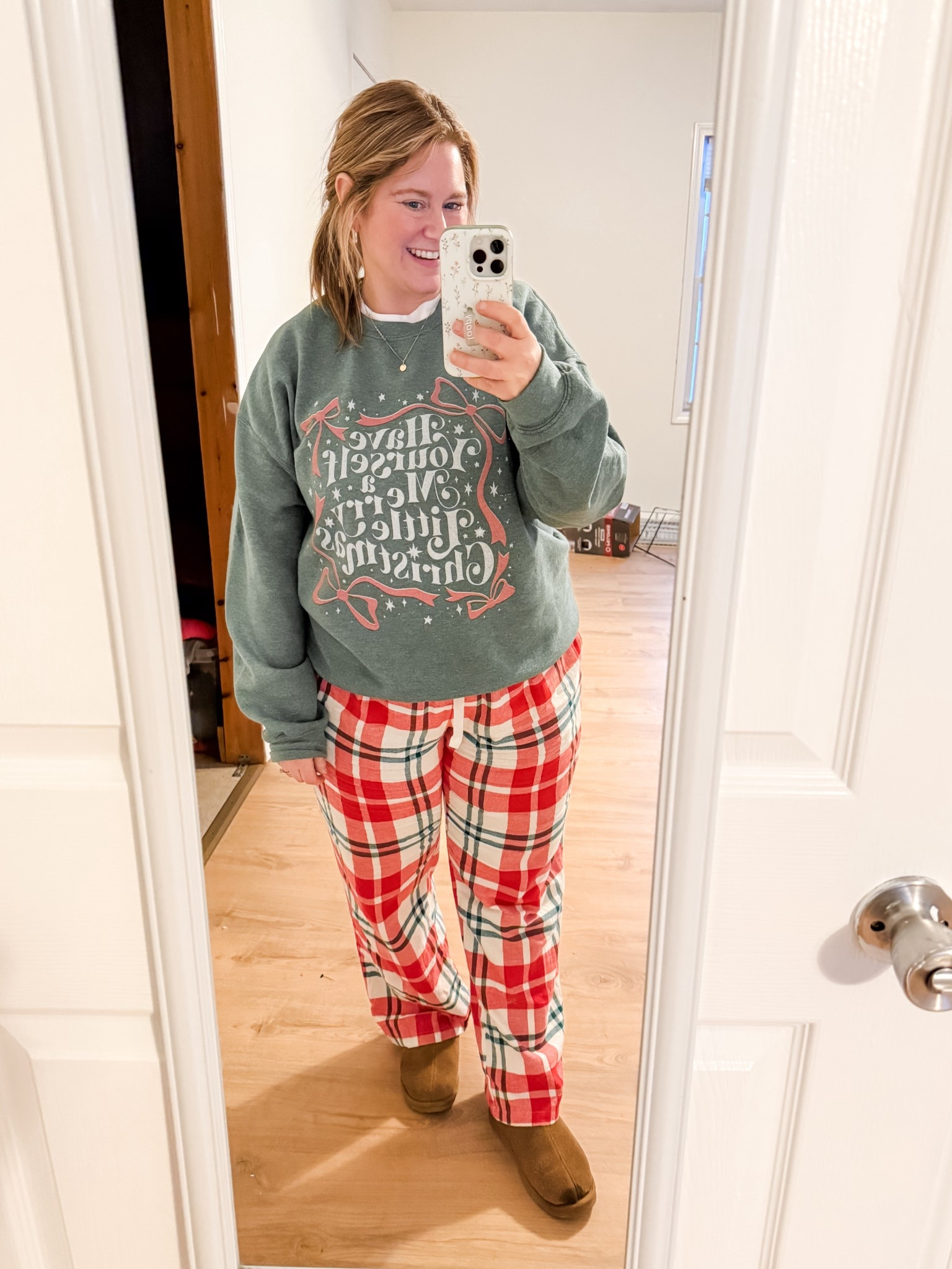 Pajama day at school! XL petite in my pajama pants and XL in sweatshirt.   Use code STEPHSHARES20 to save at Mountain Moverz!

#LTKMidsize #LTKPetite #LTKSeasonal
