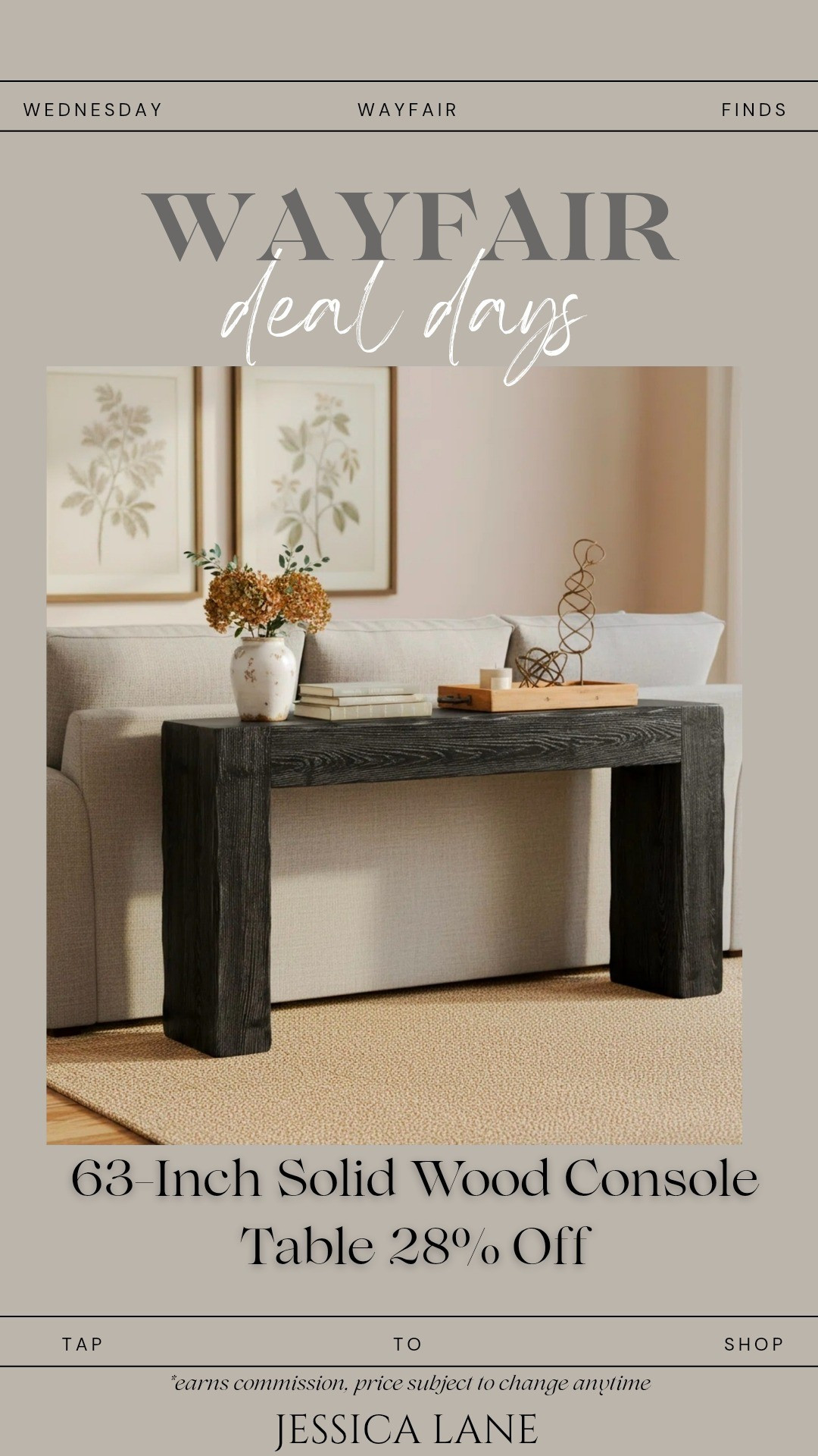 A 63-inch solid wood console table that works everywhere—entryway, living room, or behind a sofa.#WayfairHome #WayfairCreator #WayfairSale

#LTKSaleAlert #LTKHome
