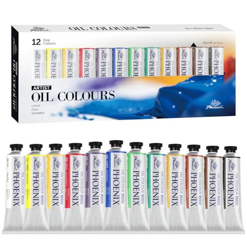 PHOENIX Artist Oil Paint Set - 12 Color x 1.35 Oz. / 40ml Tubes Professional Quality Oil Based Paint for Canvas Painting | Amazon (US)
