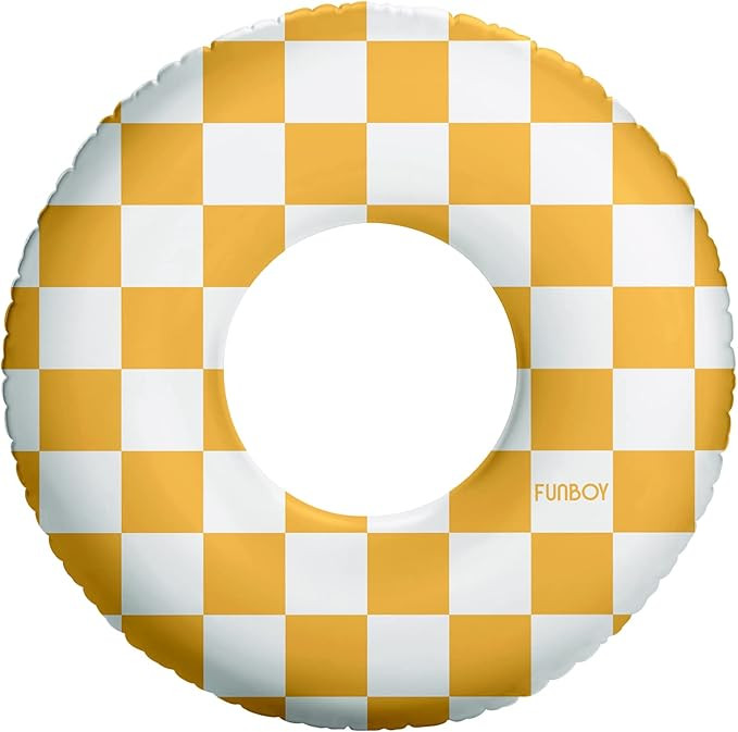 FUNBOY Kids 30'' Tube Donut Style Pool Float - Yellow Checkers | Amazon (US)