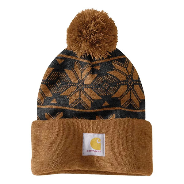 Women's Carhartt Pom Jacquard Knit Beanie One Size Carhartt Brown | Scheels