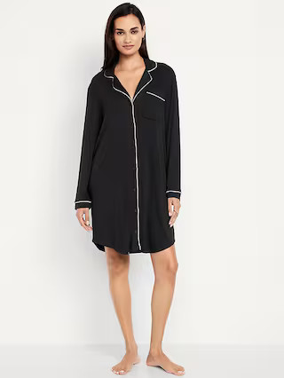 Long-Sleeve Knit Sleep Shirt | Old Navy (US)