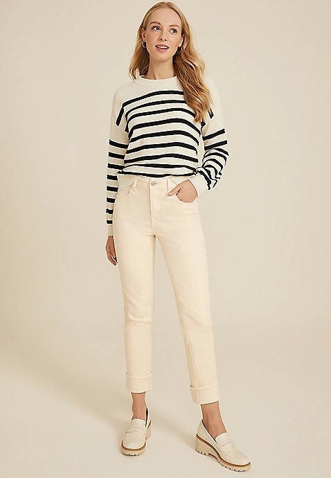 m jeans by maurices™ High Rise Cuffed Hem Straight Ankle Jean | Maurices