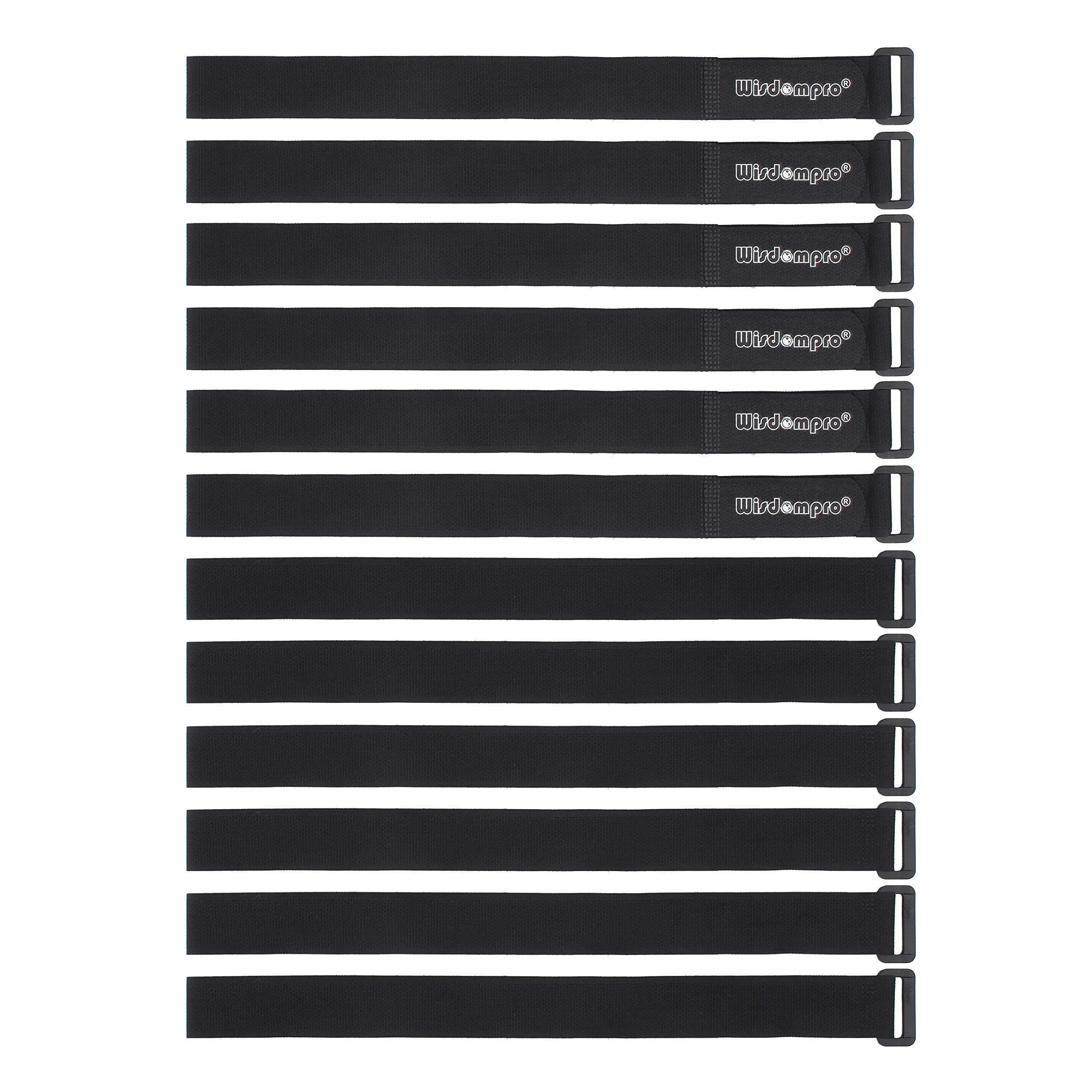wisdompro 12 Pack 1 x 24 Inches Black Adjustable Reusable Cable Ties Straps, Fastening Releasable... | Amazon (UK)