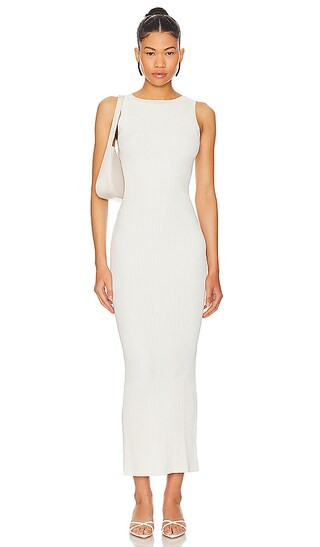 Shine Rib Off Scoop Back Midi Dress in Cloud White001 | Revolve Clothing (Global)