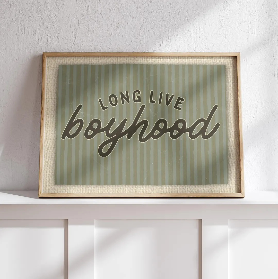 Long Live Boyhood Printable Boho Toddler Boys Kids Room Decor Minimalist Blue Neutral Nursery Dec... | Etsy (US)