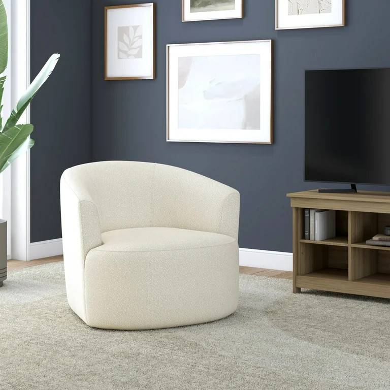 Mainstays Boucle Swivel Chair, Ivory | Walmart (US)