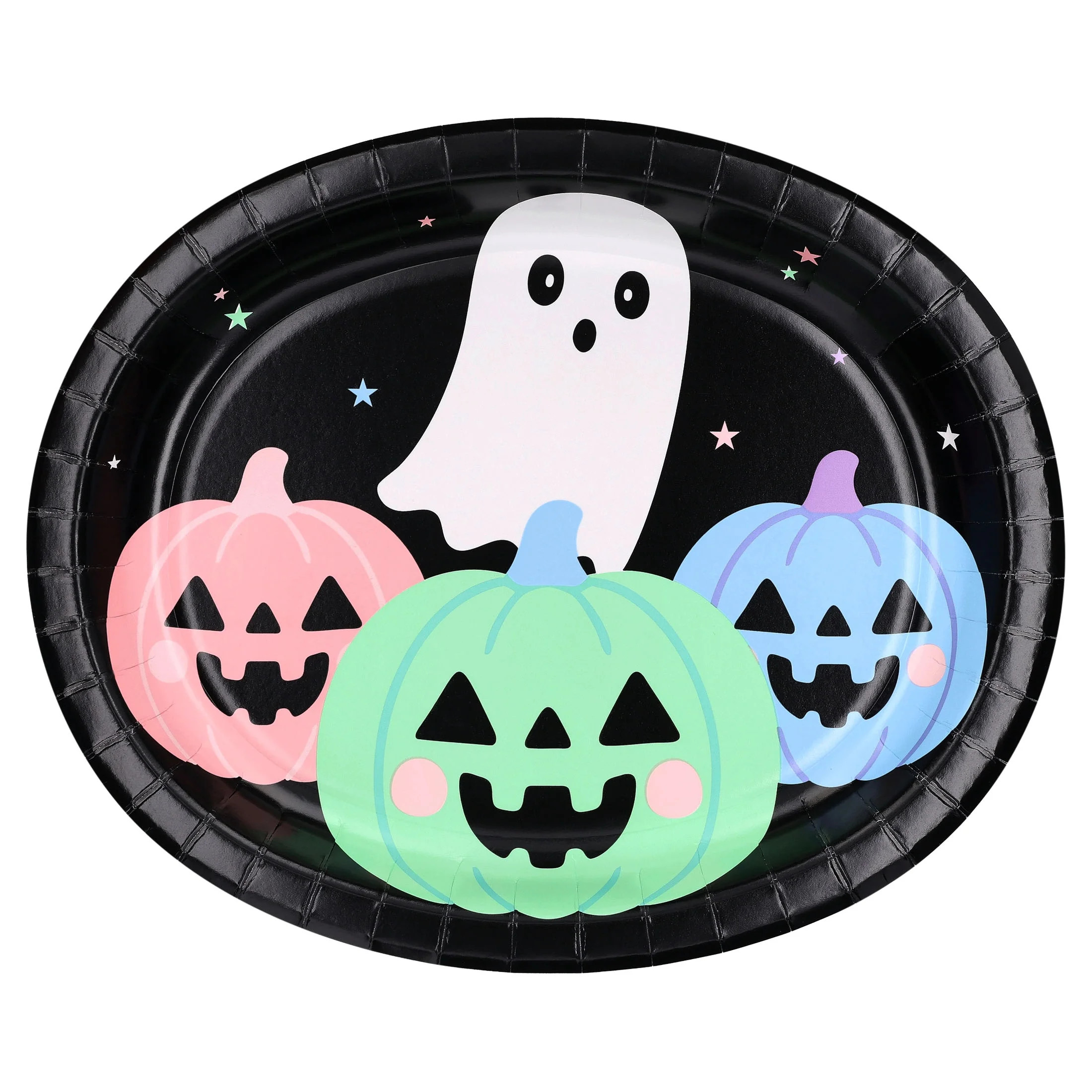 Cute Ghost Oval Disposable Paper Plates, Multicolor, 12" x 10", 8 Count, Halloween by Way To Celebrate - Walmart.com | Walmart (US)