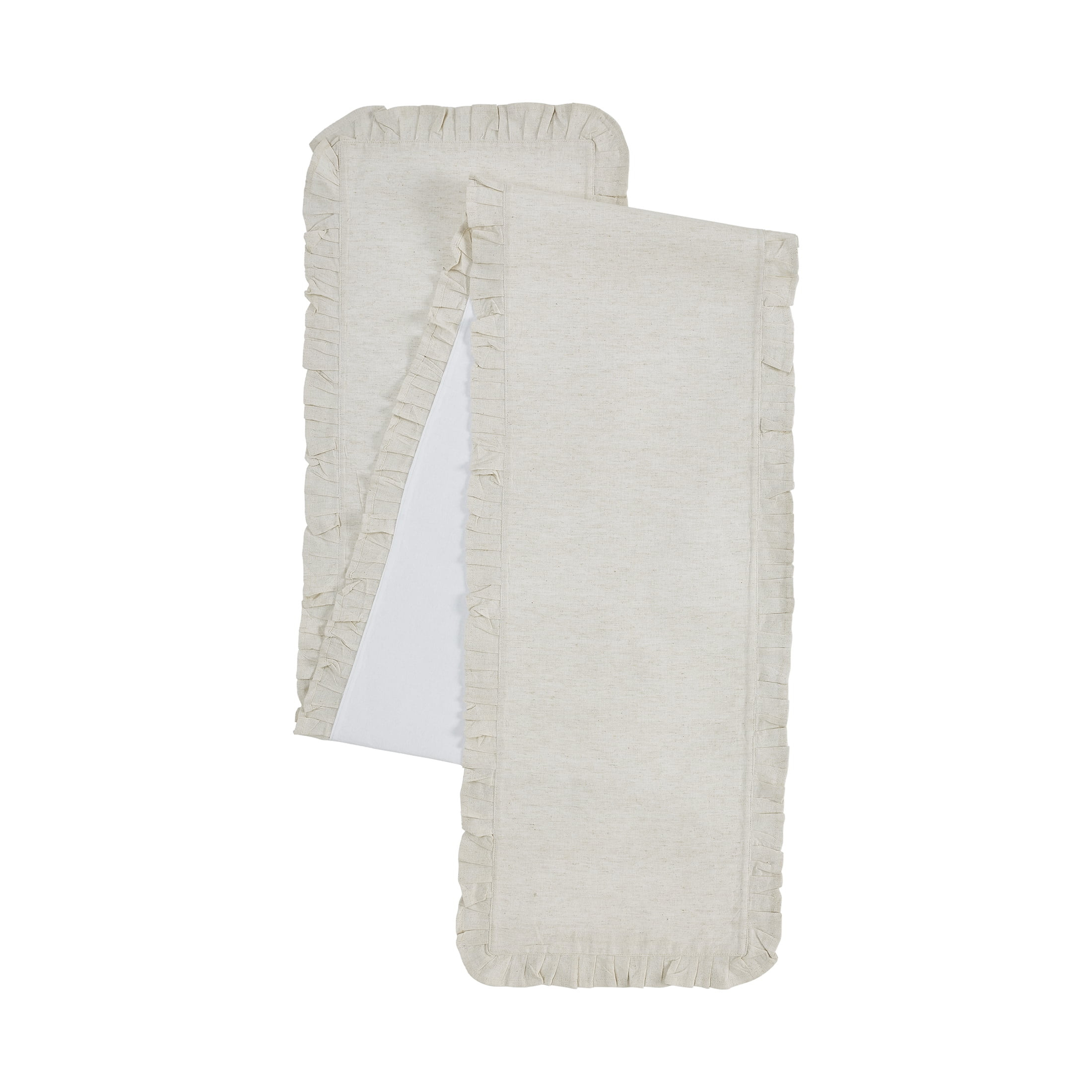 My Texas House Madelyn Ruffle Cotton Rich 14" x 90" Table Runner, Beige, 1 Piece | Walmart (US)