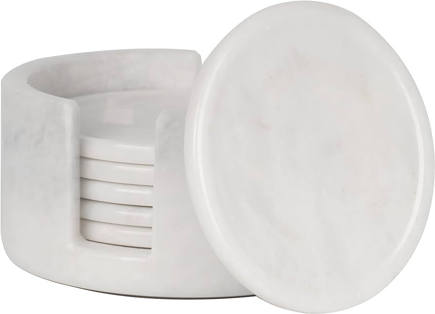 RADICALn Coaster Set Cup Pad 3.5 Inches Handmade Marble White Round Coasters Set for Mug Glass Dr... | Amazon (US)