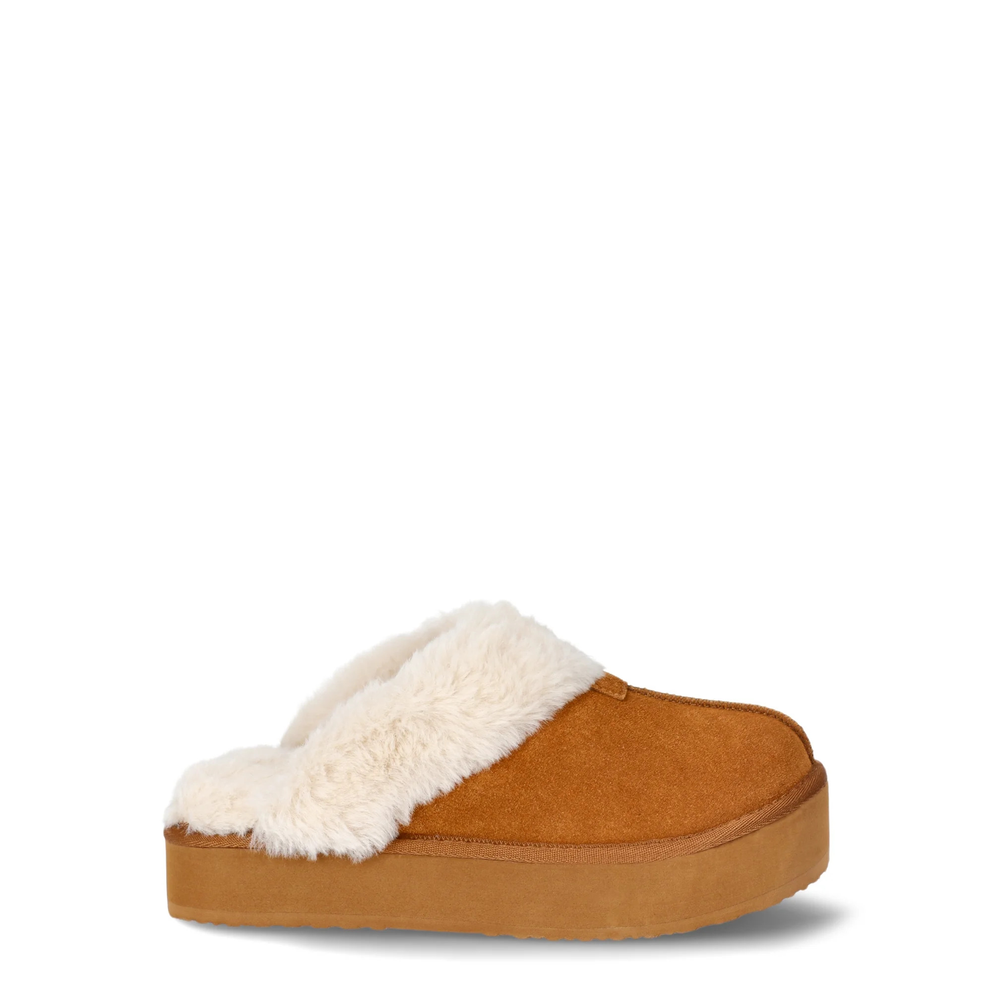 Joyspun Women's Faux Suede Platform Clog Slippers | Walmart (US)