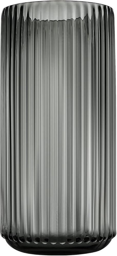 Large Cylinder Ribbed Grey Glass Flower Vase for Farmhouse Dining Table Centerpieces Decor | Amazon (US)