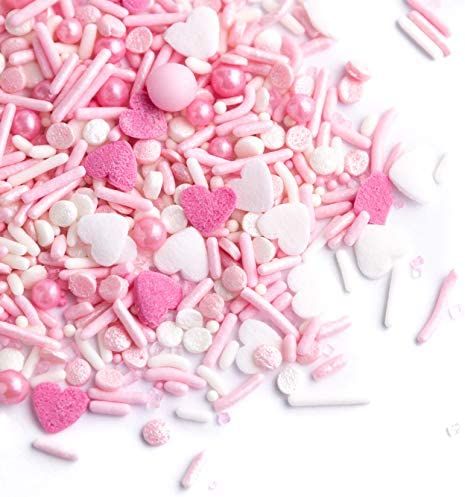 Amazon.com: Sweets Indeed Valentines Day Sprinkles, Edible Pink Heart Sprinkles, Perfect for Cake... | Amazon (US)
