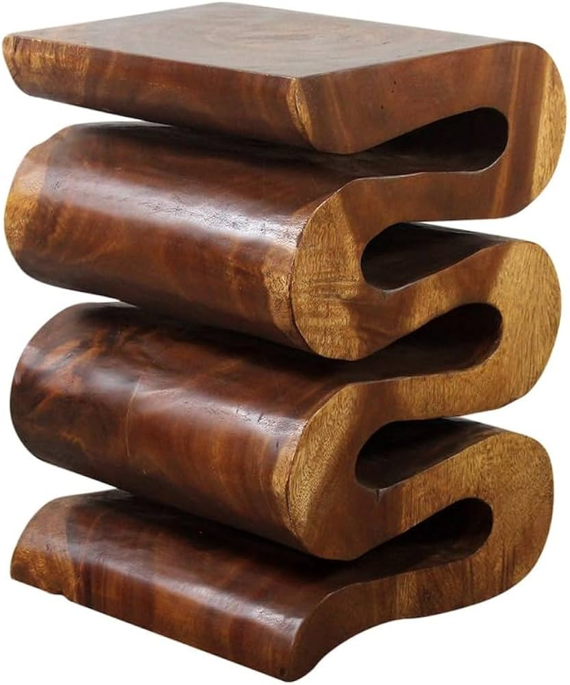DELORM Wood Wave Verve Accent Snake Table 14 x 14 x 20 in H Walnut Oil | Amazon (US)