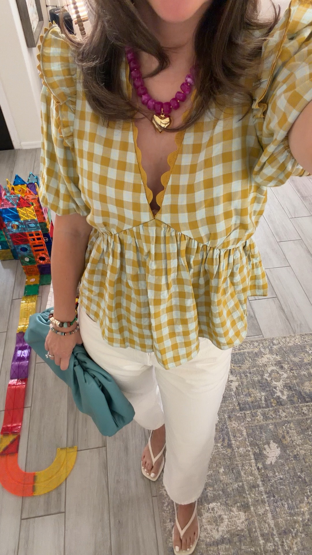 his is exactly the kind of outfit that saves you when you want to look put together but still feel like a real mom.

The top does all the work — lightweight, breathable, and that subtle peplum gives shape without clinging (petite-friendly win). Paired it with easy white denim and flip flops I’ve been wearing on repeat.

It’s one of those “I didn’t try but it looks like I did” outfits… and I’ll take that every time.

Top XS 
Jeans 25 @levi 
Shoes 5 

#LTKgrwm #LTKPetite #LTKootd

Comment SHOP below to receive a DM with the link to this post on my LTK ⬇ https://liketk.it/6bxs4

#LTKdayinmylife