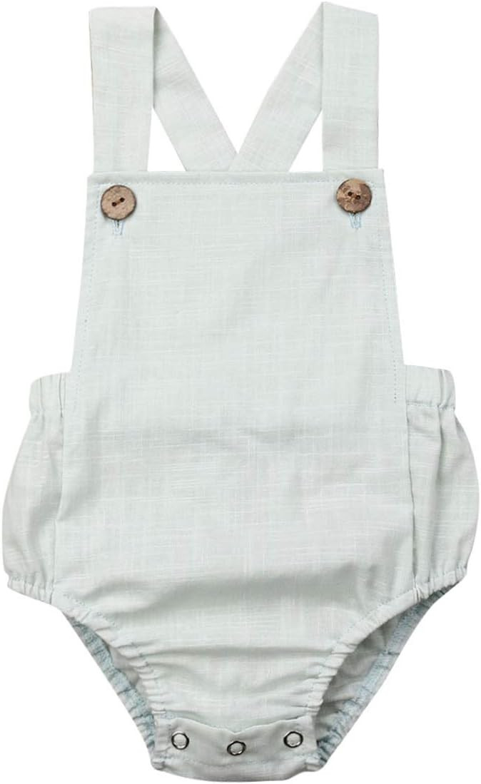 Newborn Baby 1 Piece Summer Romper Baby Girl Boy Solid Color Jumpsuit Sleeveless Backless Overall... | Amazon (US)