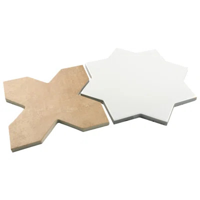 Argile Star with Cross 7 In. X 14 In. Porcelain Floor And Wall Tile Kit | Wayfair Professional