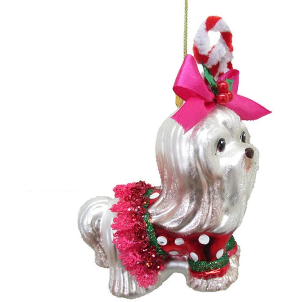 December Diamonds Glass & Resin Ornament Shih Tzu In Candy Cane Outfit 5 Inches | Walmart (US)