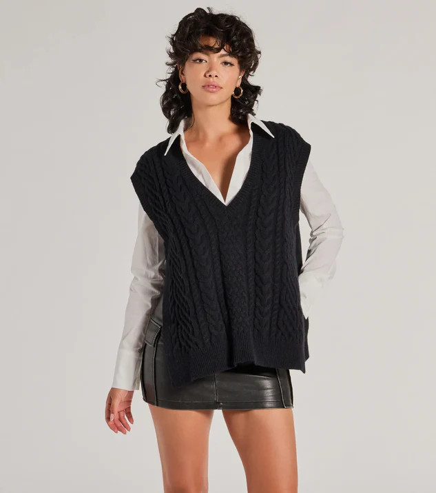 Chic Girl Vibe Cable Knit Vest | Windsor Stores