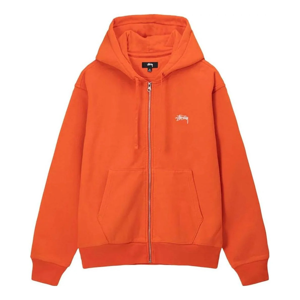 Stussy Stock Logo Zip Hoodie 'Orange' | KICKS CREW