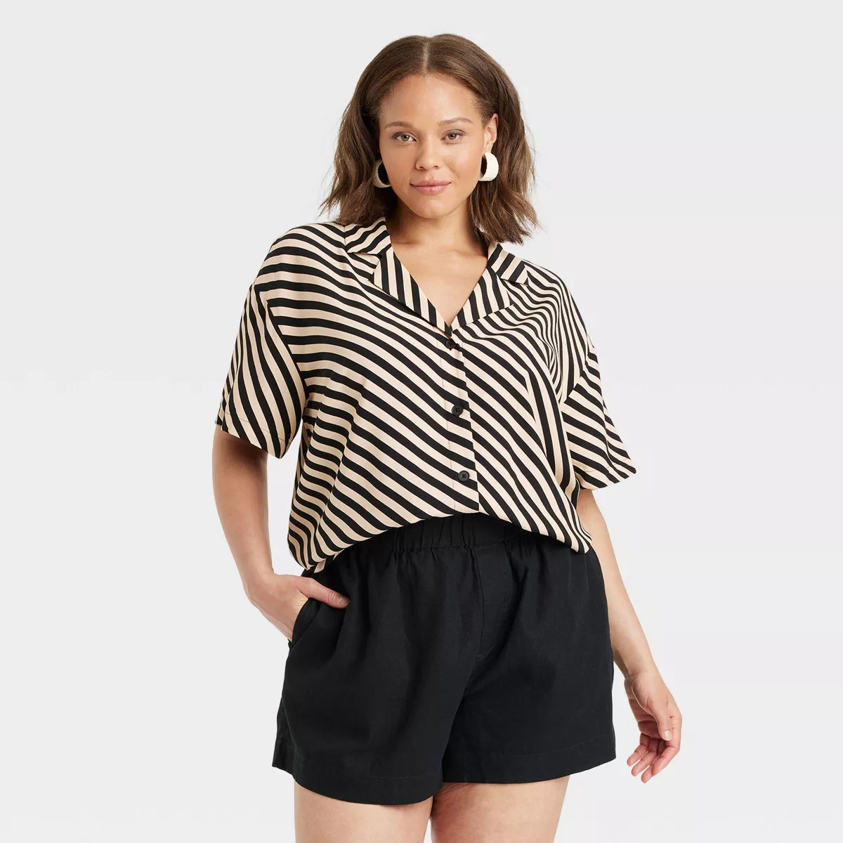Women's Crepe Short Sleeve Button-Down Shirt - A New Day™ | Target