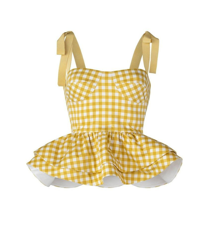 Silvia Tcherassi Junquillo Top in Citron Gingham - ShopBAZAAR | Shop BAZAAR