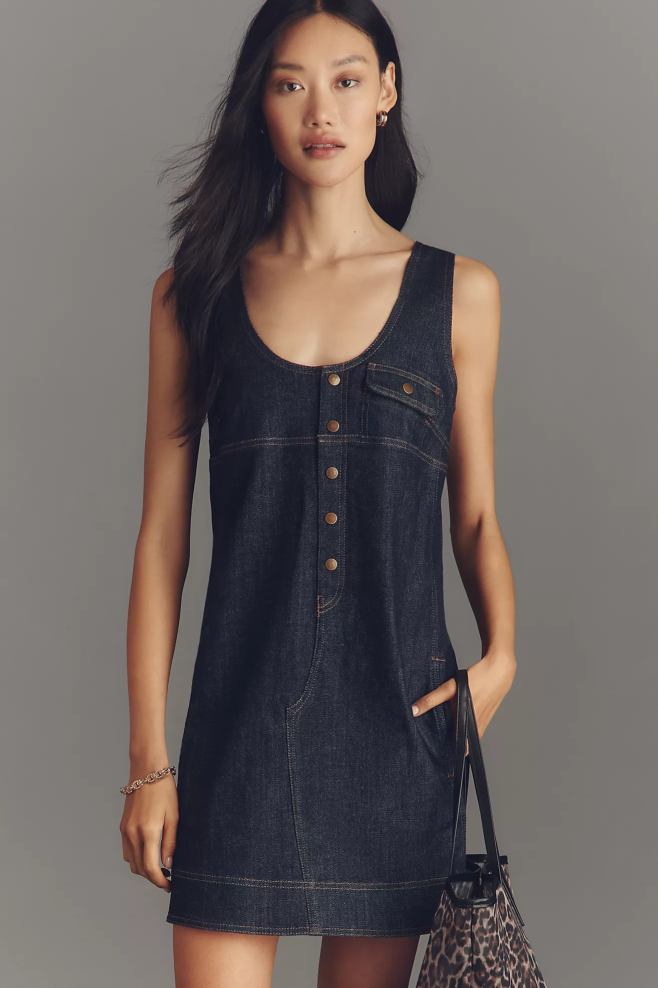 Pilcro Denim Snap-Front Mini Dress | Anthropologie (US)