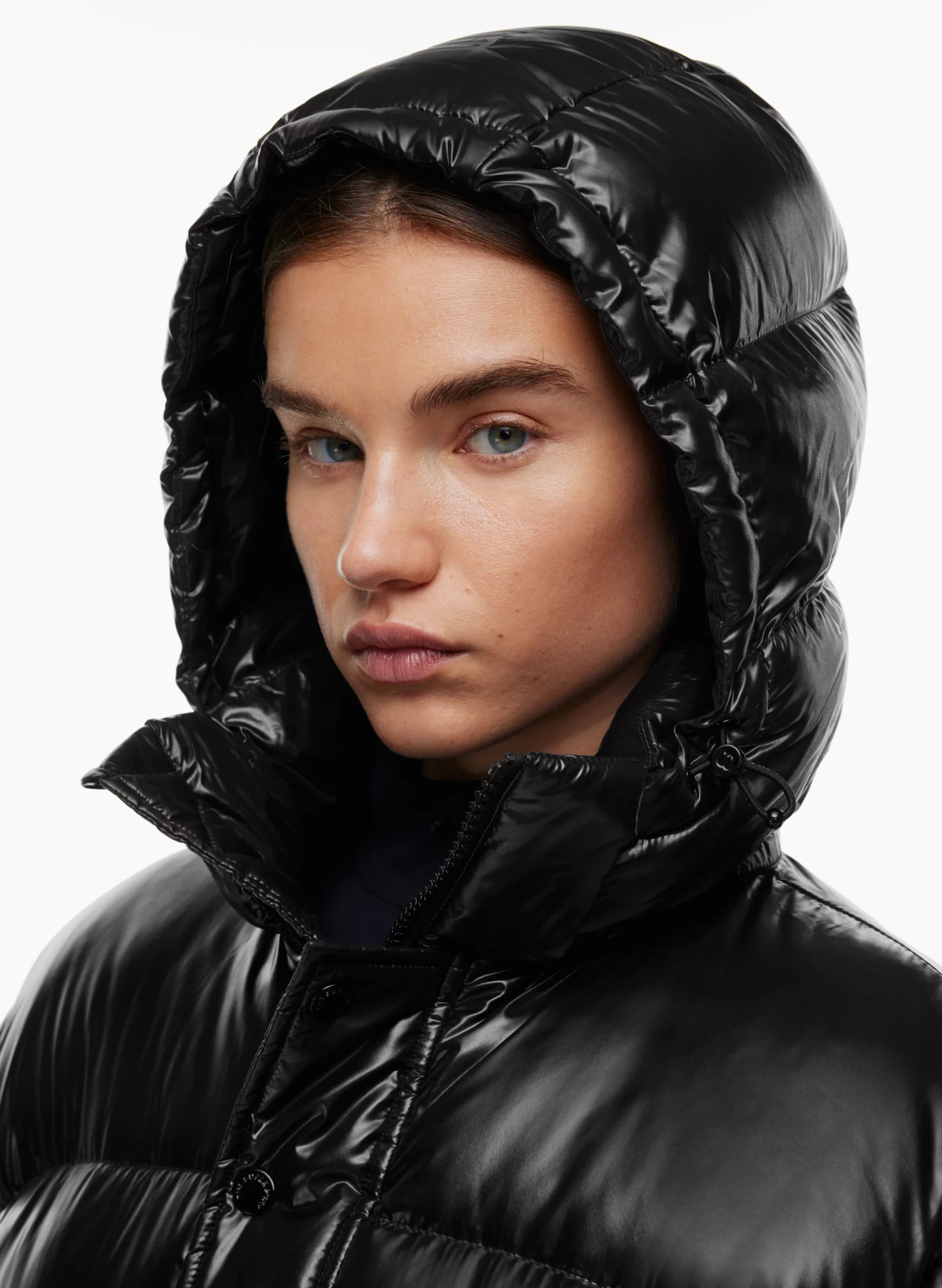 Hi-Gloss French taffeta goose down puffer jacket | Aritzia