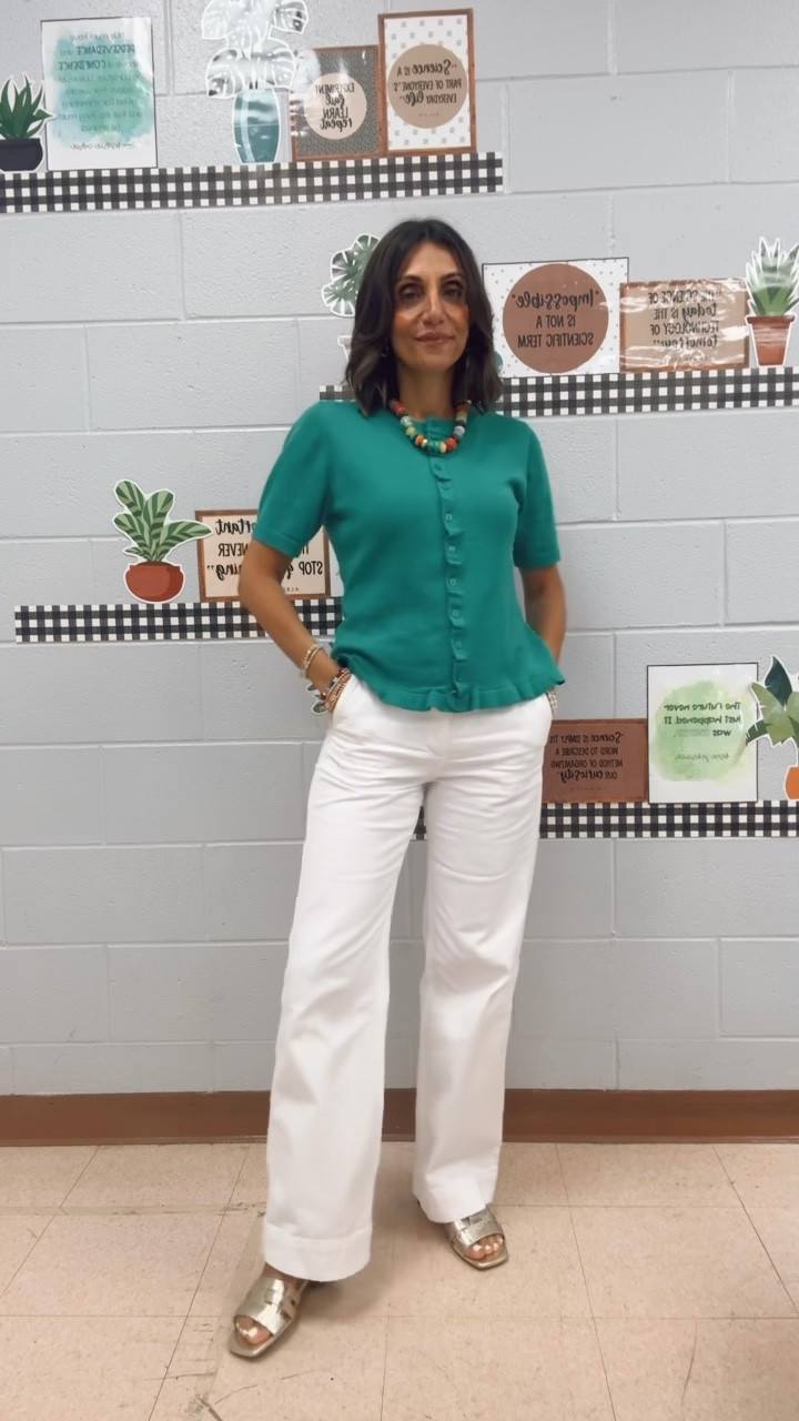 White denim trousers JCrew Factory
Size 26
Amazon cardigan size small

#LTKOver40 #LTKdayinmylife #LTKWorkwear