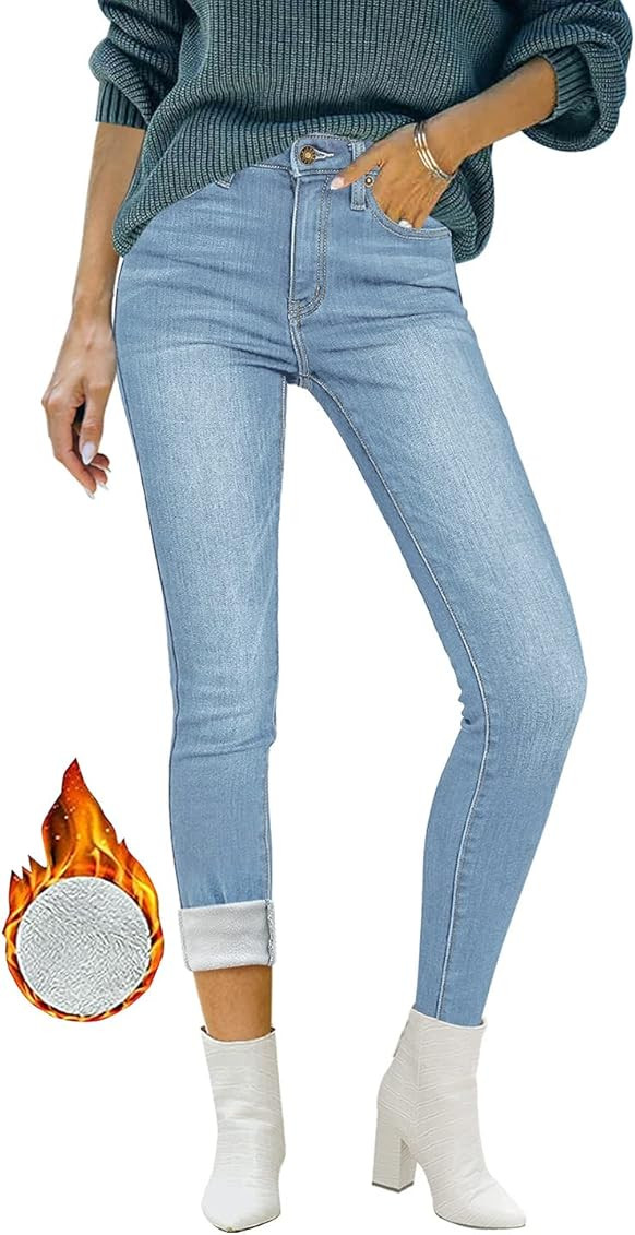 luvamia Women's Fleece Lined Jeans Winter Thermal Denim Jeggings Skinny High Waisted Stretch Warm... | Amazon (US)