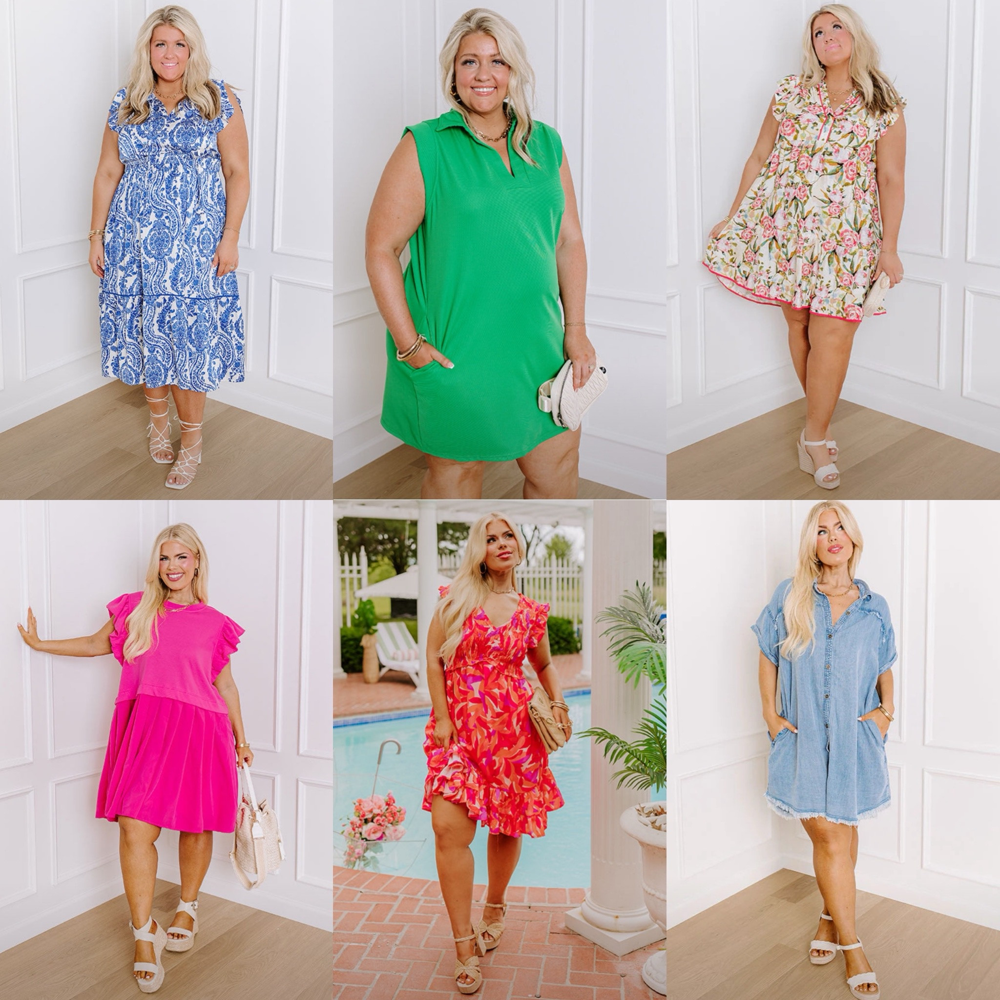 white christmas dresses Plus Size Summer Dress Crew Neck Ruffle with Pockets-Khaki, XXL main image 0