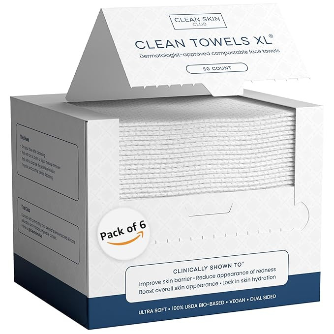 Clean Skin Club Clean Towels XL™, 100% USDA Biobased Face Towel, Disposable Face Towelette, Ecz... | Amazon (US)