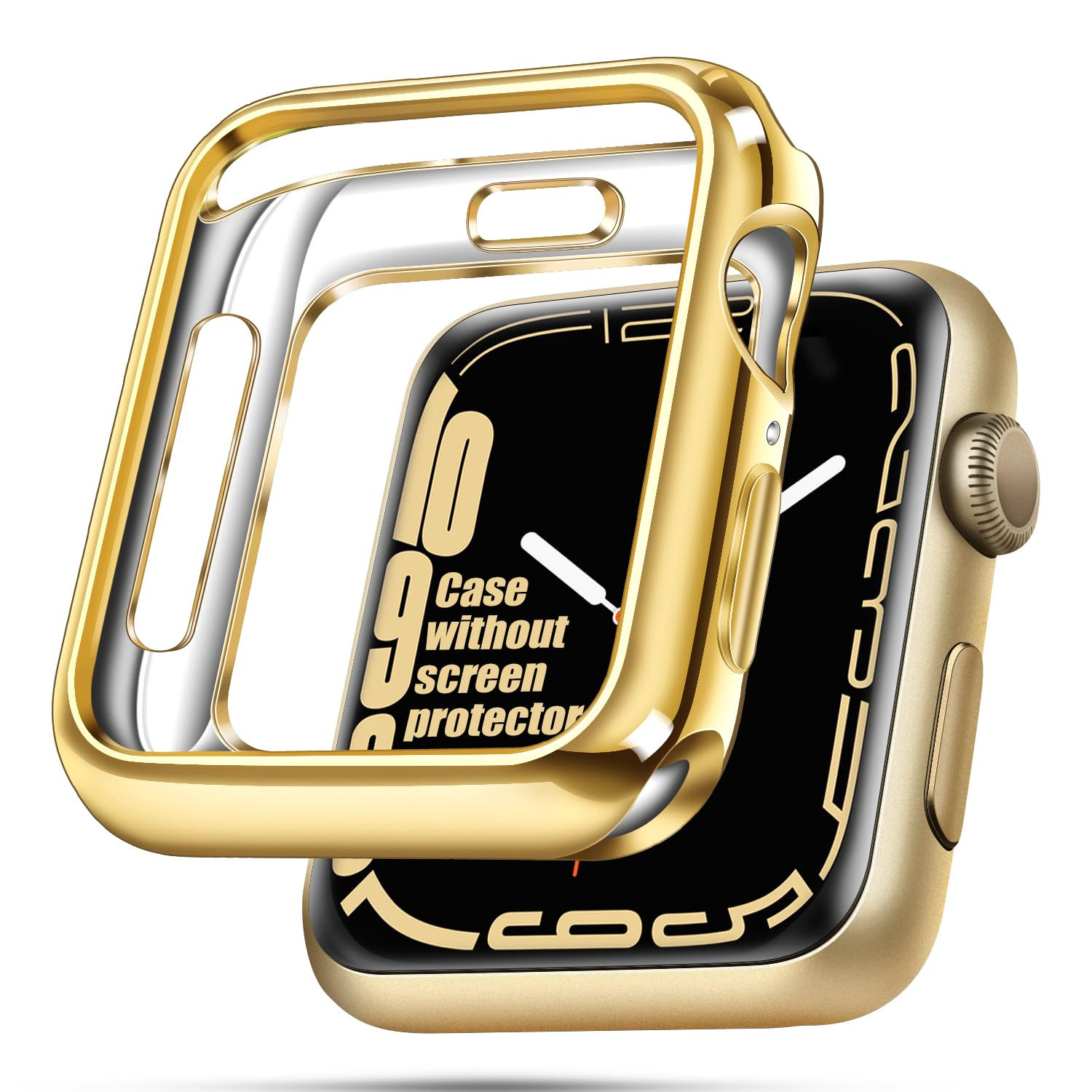 top4cus 42mm Case Soft Flexible Lightweight Anti-Scratch Overall Protective 42mm Iwatch Waterproof Cover Case Shiny Workout Shockproof Bumper Compatible with Apple Watch Series 11/10 - Gold | Amazon (US)