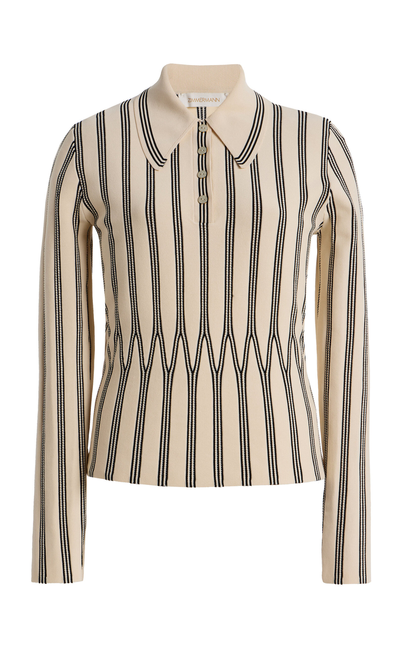 Rebellion Striped Knit Polo Shirt | Moda Operandi (Global)