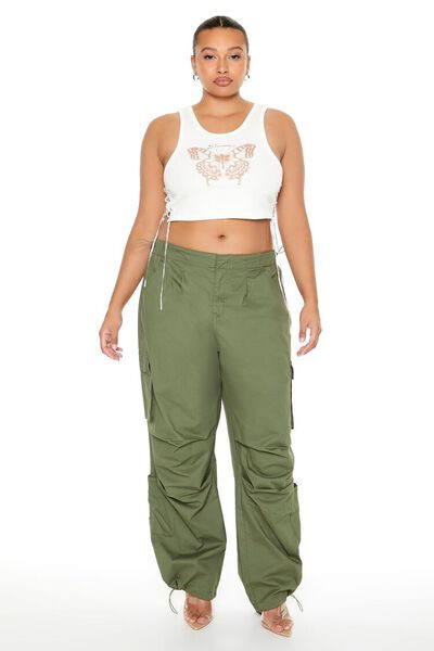 Plus Size Twill Cargo Joggers | Forever 21