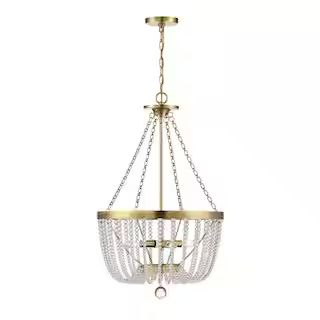 Bergamo 4-Light Warm Brass Crystal Pendant Light | The Home Depot